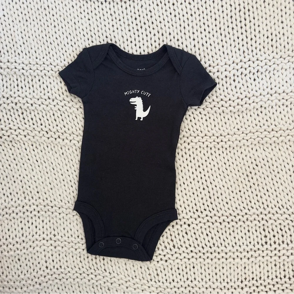 NWOT Carter's Dinosaur Black Baby Newborn Onesie Bodysuit